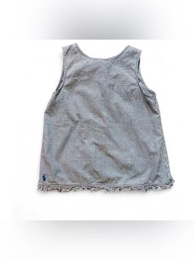 Polo Ralph Lauren Kids Gingham Open Ruffle Back Swing Top Girls Size 8 Navy Tank
